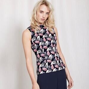 Boden Martha Floral Sleeveless Top Navy Size 8